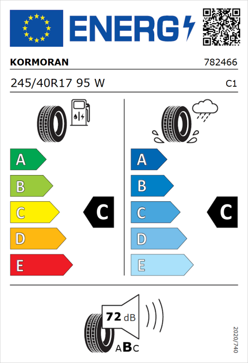 Tyre Label for Kormoran Ultra High Performance 245/40R17 95W